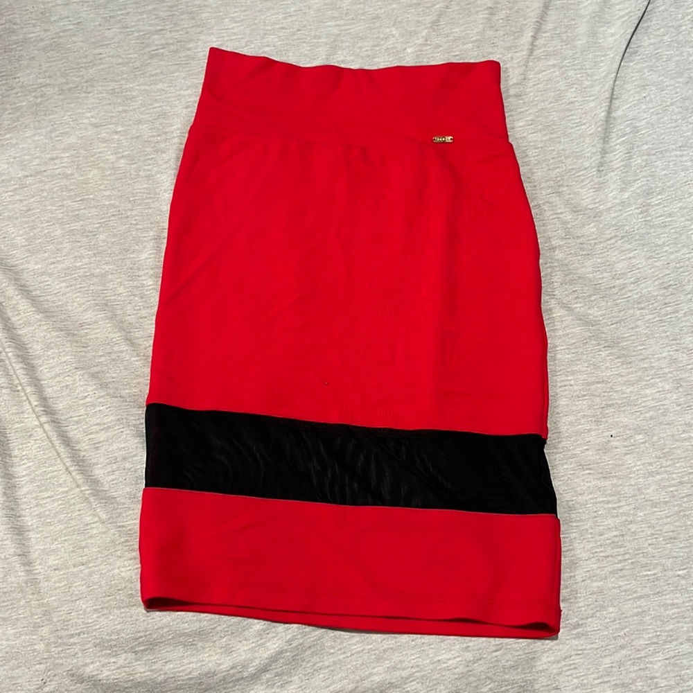 Red and black pencil skirt